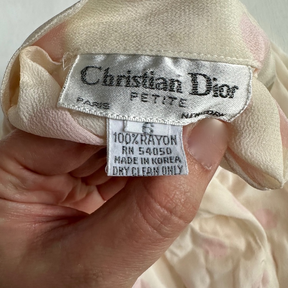 Vintage Christian Dior Pale Pink Polka Dot Skirt - Picture 3 of 5